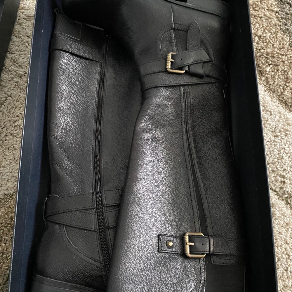New in box black leather boots